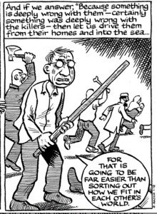 Last panel in Joe Sacco&rsquo;s cartoon about Charlie Hebdo