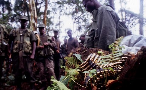 United Nations (MONUC) helicopter departing an eastern Congo airport. Photo Keith Harmon Snow.
