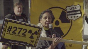 Charmaine White Face speaks in front of the EPA