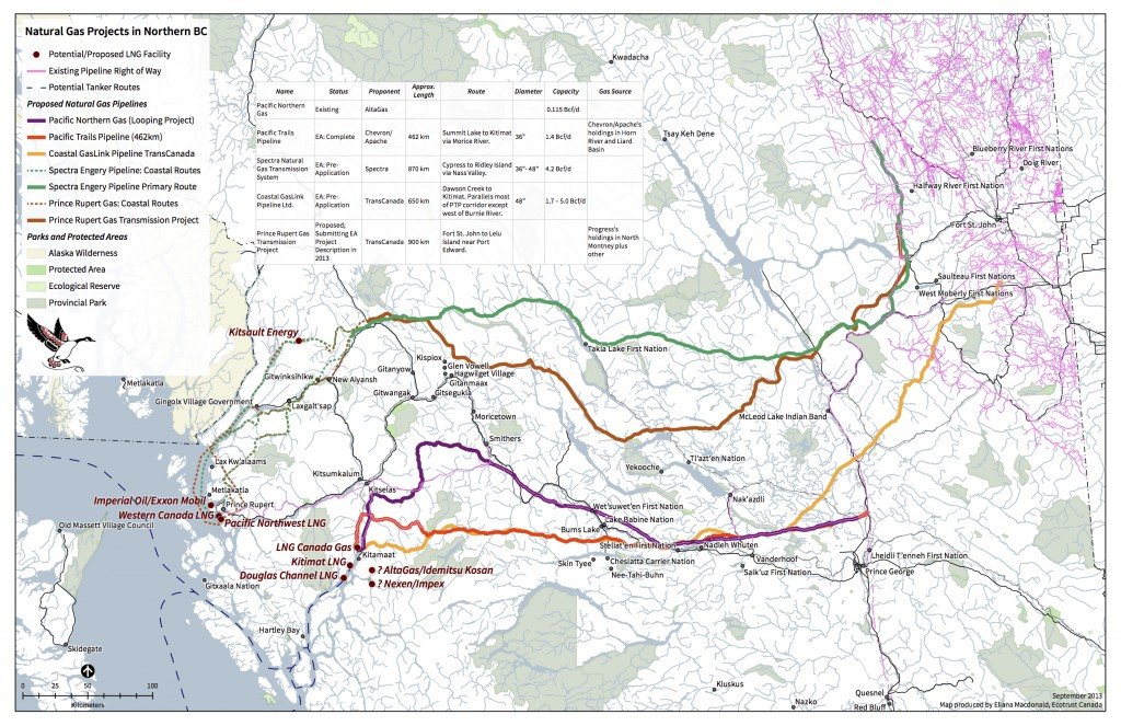 Natural gas pipeline projects for northern BC. Click to enlarge. 