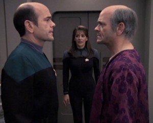 Dr Zimmerman face to face with his emergency medical hologram.